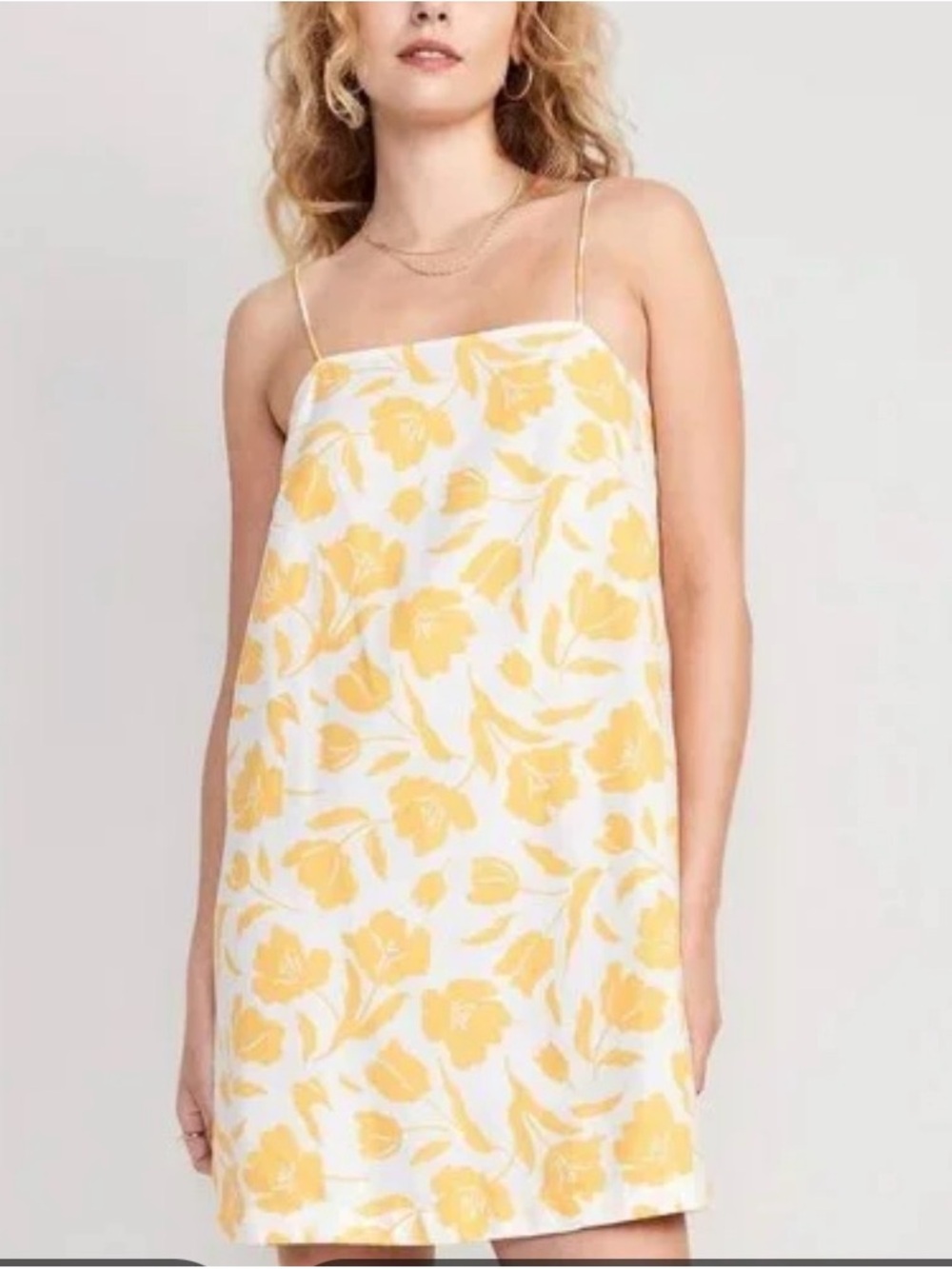 Old Navy Resort Mini Linen  Yellow and White Floral Sun Dress Sz L Summer